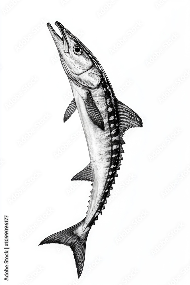 Fototapeta premium Black and White Fish Drawing