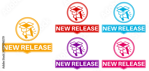 set new release sign icon. new product design label sticker banner template vector illustration