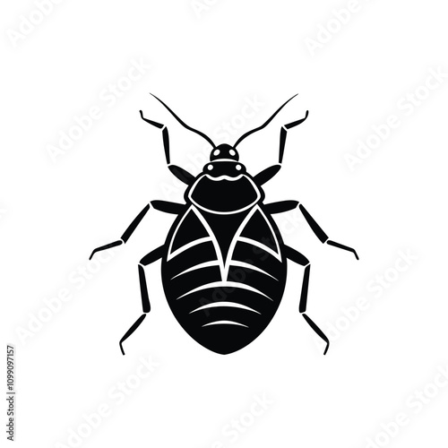 Black and white bedbug silhouette design vector art illustration