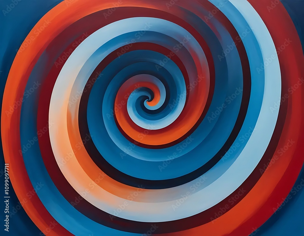 Fototapeta premium Abstract Spiral of Interconnected Ovals with Gradient Transition