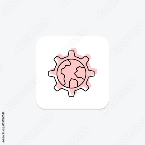 Sustainable Development color shadow thinline icon , vector, pixel perfect, illustrator file