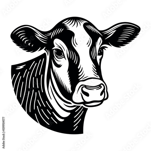 Print cow head vector