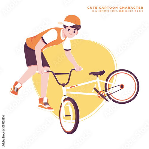 bike freestyle cute cartoon illustration