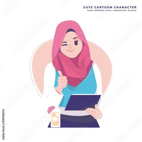 cute islamic girl cartoon character