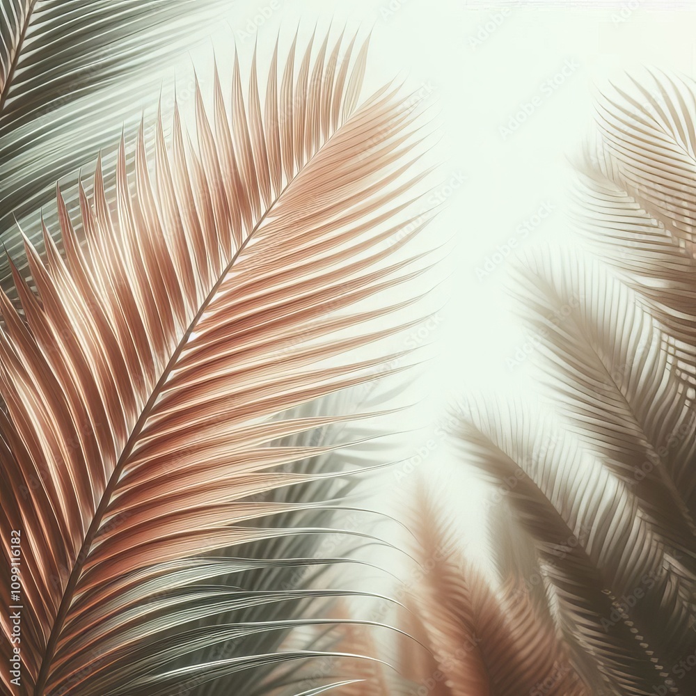 Fototapeta premium Soft Focus Palm Leaves Palm leaves gently blurred with a white b