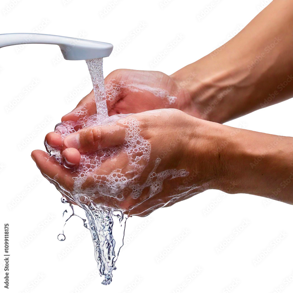Fototapeta premium washing hands with soap and water