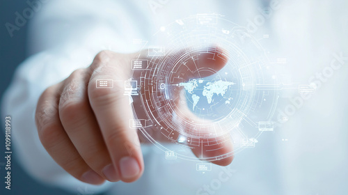 Global Connection: A hand r...