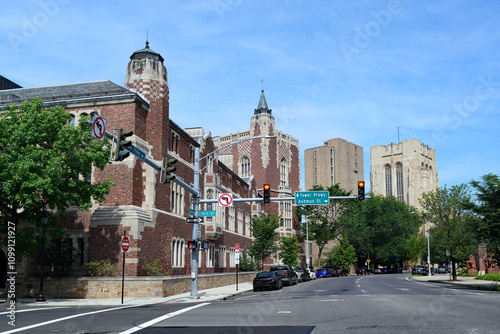 Grove Street running through the Yale University Campus in New Haven, Connecticut photo