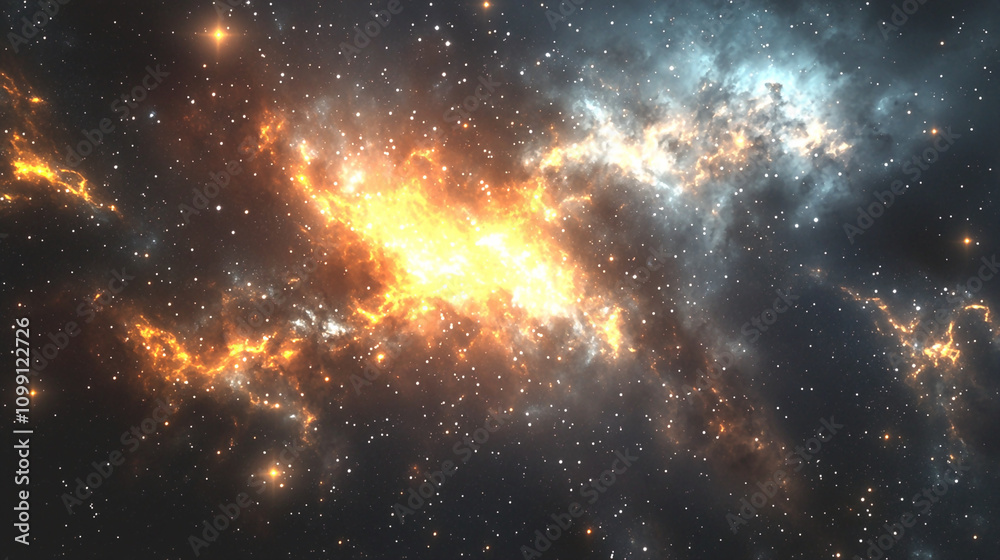 Fototapeta premium 3D cosmic star cluster wallpaper with vivid space and nebula colors 