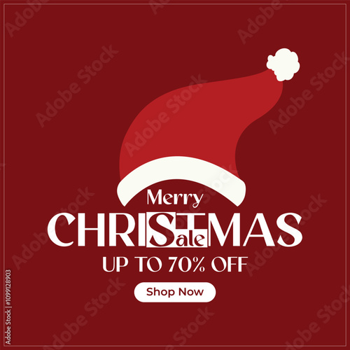Vector illustration Merry Christmas with gifts, shandler, 50% off, 70%off sales poster Banner Template callouts
