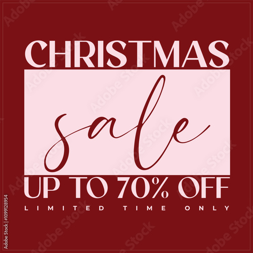 Vector illustration Merry Christmas with gifts, shandler, 50% off, 70%off sales poster Banner Template callouts
