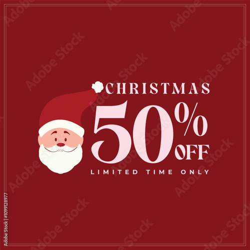 Vector illustration Merry Christmas with gifts, shandler, 50% off, 70%off sales poster Banner Template callouts
