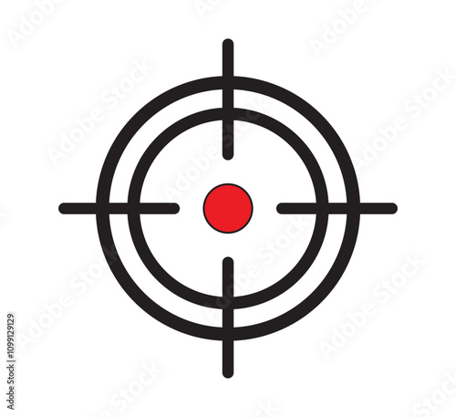 target vector icon, shooting target icon, sniper target pointer icon, aim symbol, goal icon, gun sight vector, vector illustration on transparent background