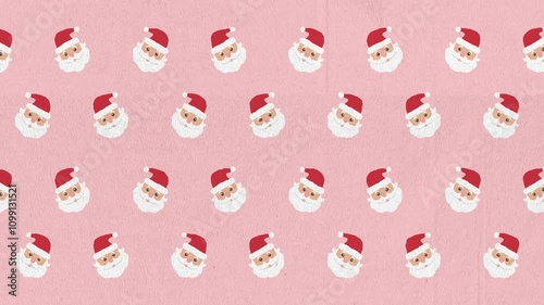 christmas background with small Santa Claus head patterns suitable for holidaythemed designs, festive projects, Christmas promotions, and greeting cards.