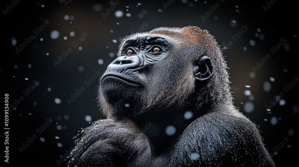 Fototapeta premium Majestic Gorilla in Snowy Environment
