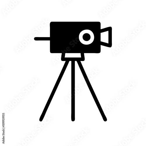 Film camera on tripod icon vector illustration 