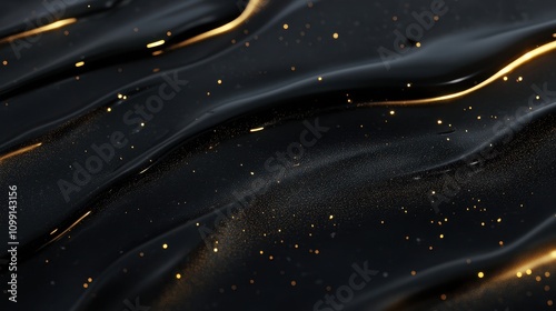 A close-up of a glossy black surface with golden specks, creating a luxurious texture.