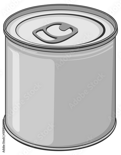 gray tin can for canned food without background