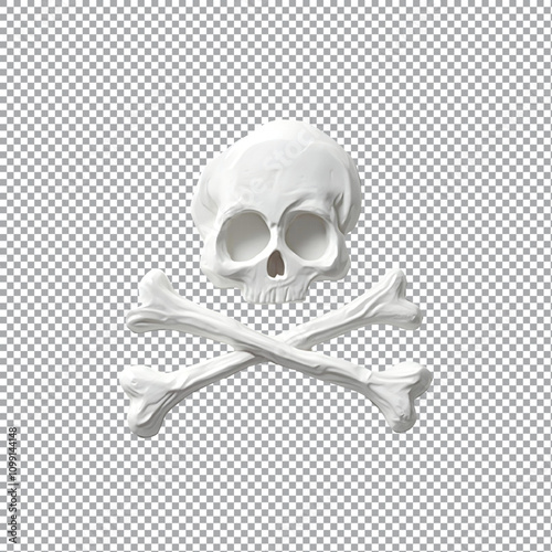 A skull and crossbones skull are displayed on a transparent background