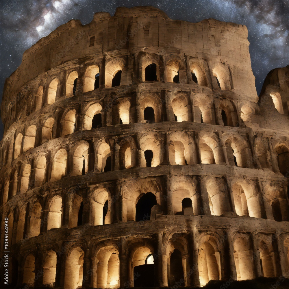 Naklejka premium ローマのコロシアムの夜景