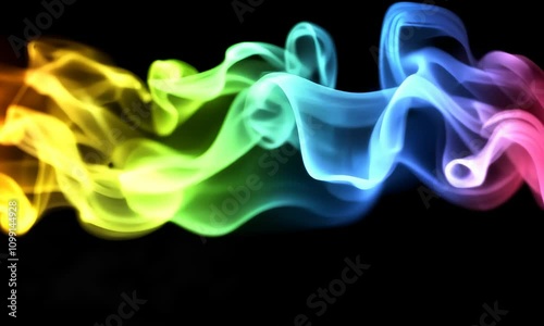 Wallpaper Mural Colorful Rainbow Smoke Waves on Black Background Torontodigital.ca