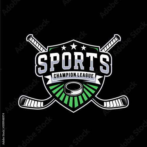Hockey tournament logo in modern minimalist style, hockey logo team