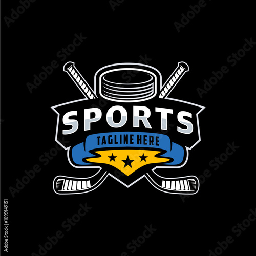 Hockey tournament logo in modern minimalist style, hockey logo team