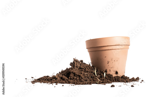 Gardening pot and mud white background