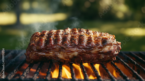 Grilled Matambre Steak on Barbecue Grill photo