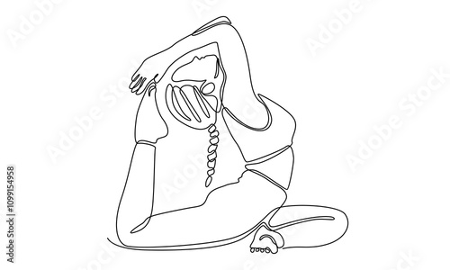 continuous Line art of Woman Yoga Pose