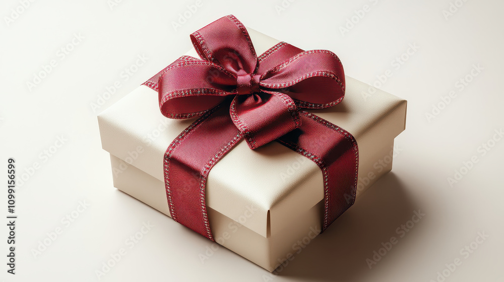 Obraz premium Elegant Gift Box with Red Ribbon and Bow