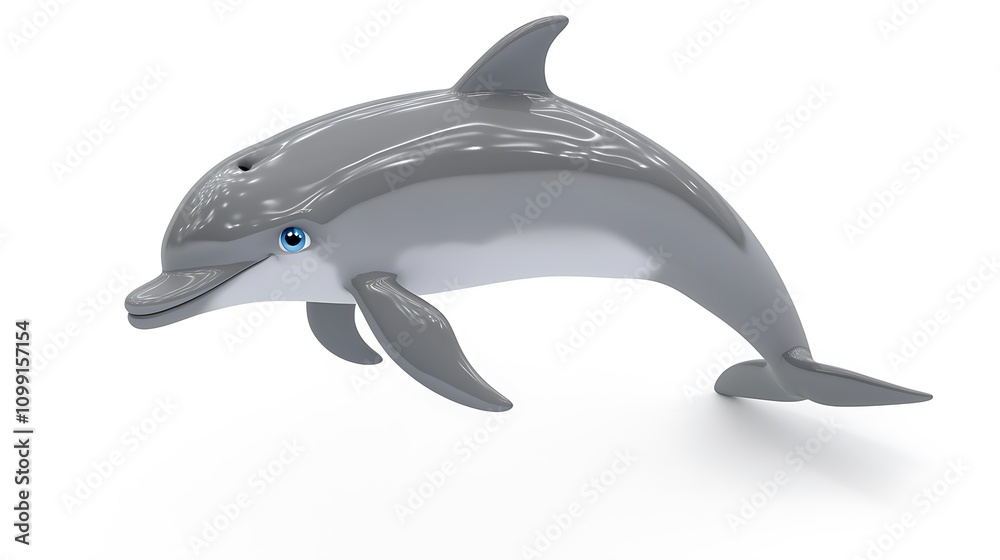 Fototapeta premium Playful Grey Dolphin Jumping D Render Ocean Animal