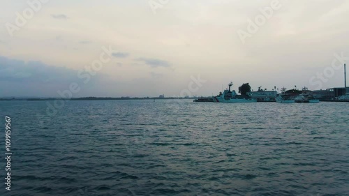 Bahia de San establisher shot of port in Puerto Rico, seen from moving boat photo