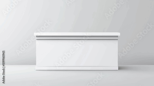 3D white round product podium background with white wall square tile. Abstract composition minimalist design. 3D studio display showroom cosmetic product pedestal, Fashion stage showcase mockup scene.
