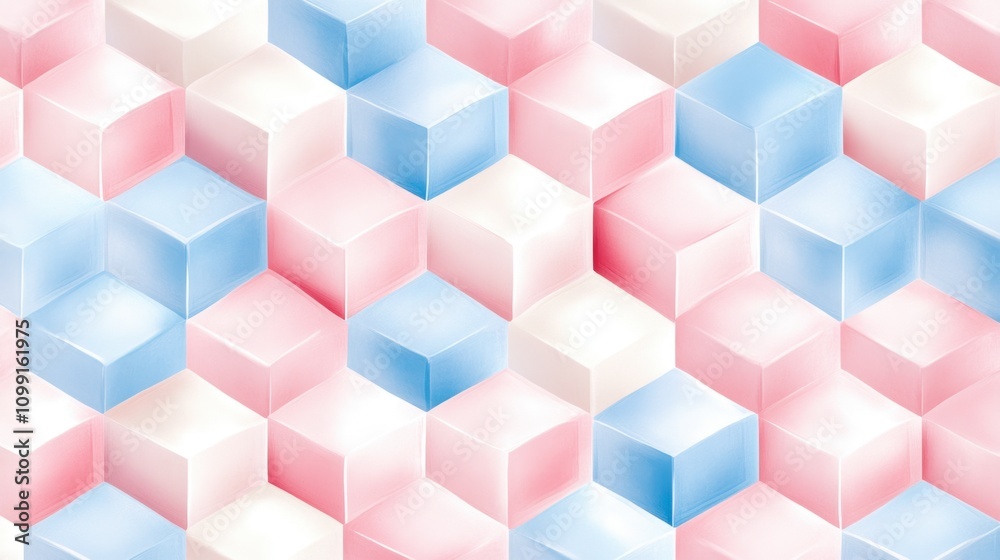 Obraz premium Vibrant Cube Pattern in Soft Pastel Colors