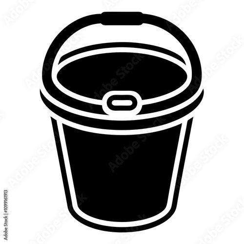 Bucket with a lid and a handle icon. Vector illustration 