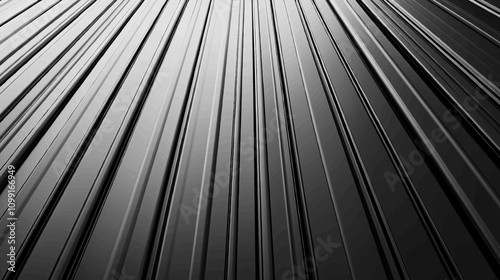 Corrugated black metal texture. 3D Realistic Steel roof sheet, Siding panels for the wall and Iron building material for fence. Surface of a cargo container illustration.