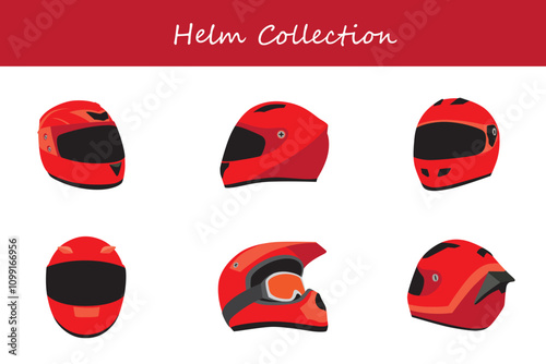 helm collection in different poses. Vector illustration. photo