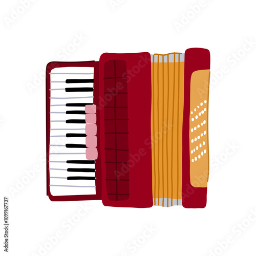 polka accordion cartoon. folk bandoneon, reeds keys, harmony melody polka accordion sign. isolated symbol vector illustration