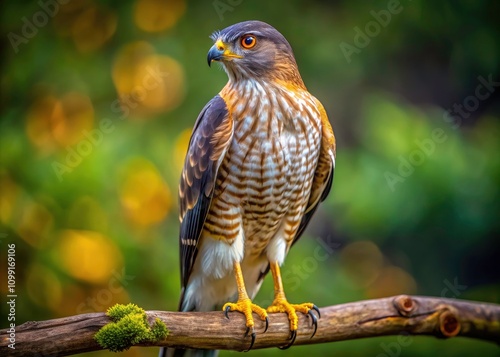 Cooper's Hawk Bird of Prey Wildlife Photography, Accipiter Cooperii Raptor Image, Sharp-shinned Hawk Closeup photo