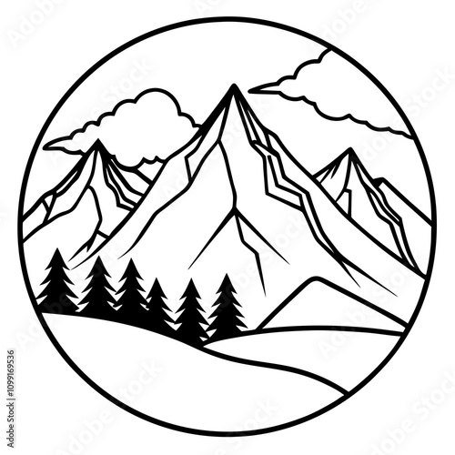 Mountain Majesty Line Art Design photo