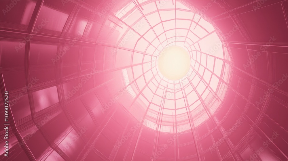Fototapeta premium Abstract View Through a Pink Dome Structure
