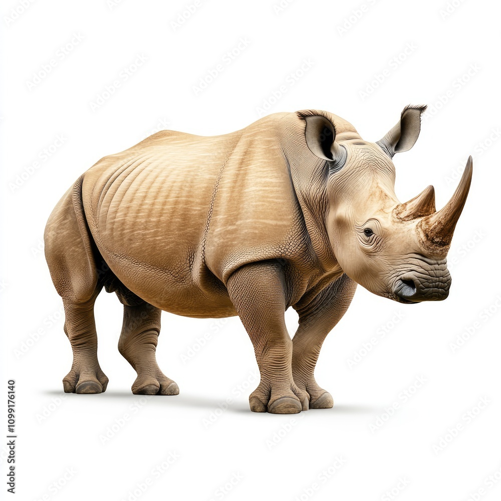 Obraz premium Majestic rhinoceros walking gracefully in natural habitat wildlife photography outdoor setting close-up view conservation awareness