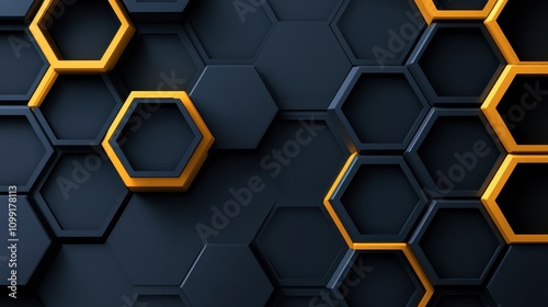 Abstract Hexagonal Pattern in Black and Gold