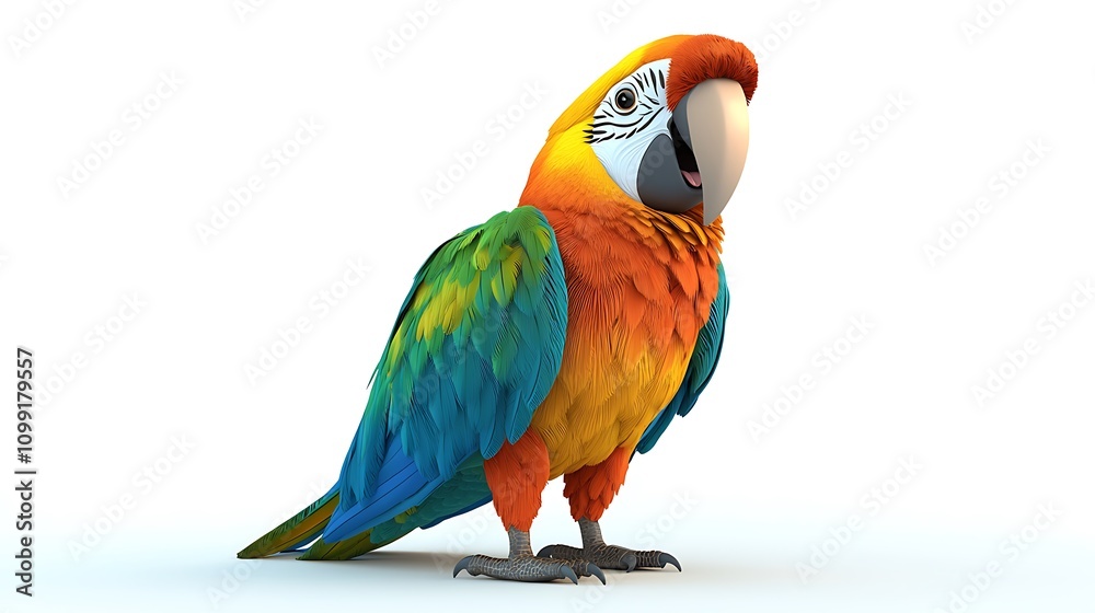 Fototapeta premium Colorful Macaw Parrot Tropical Bird D Render