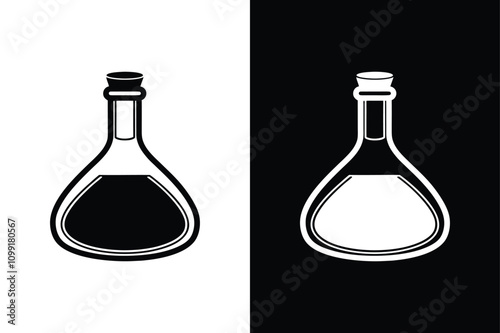 Black and White Erlenmeyer Flask Icon. Perfect for Modern Design Projects