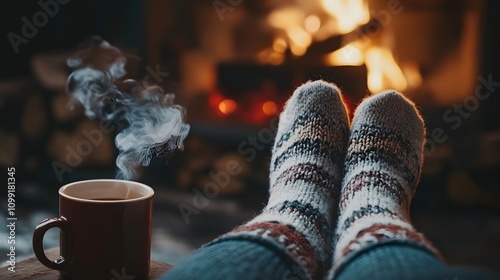 Wallpaper Mural Cozy Winter Evening Warmth By Fireplace With Hot Drink Torontodigital.ca