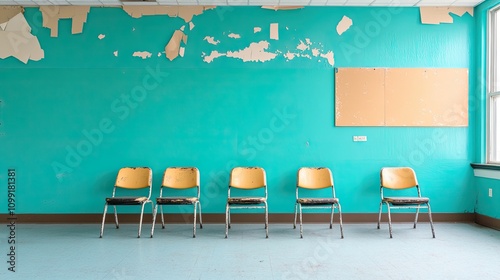 Abandoned classroom aesthetic empty space photography urban decay wide angle nostalgia and change photo