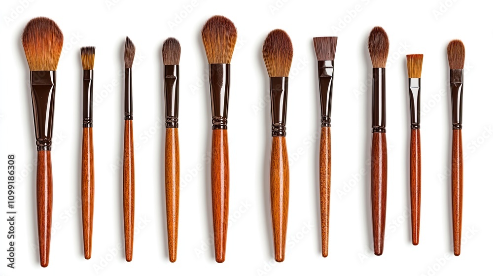 Fototapeta premium Artistic tools for makeup application studio product photography bright lighting close-up creative techniques