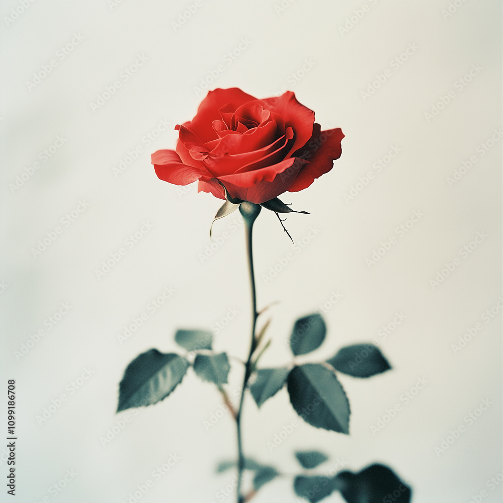 Fototapeta premium red rose on a green background